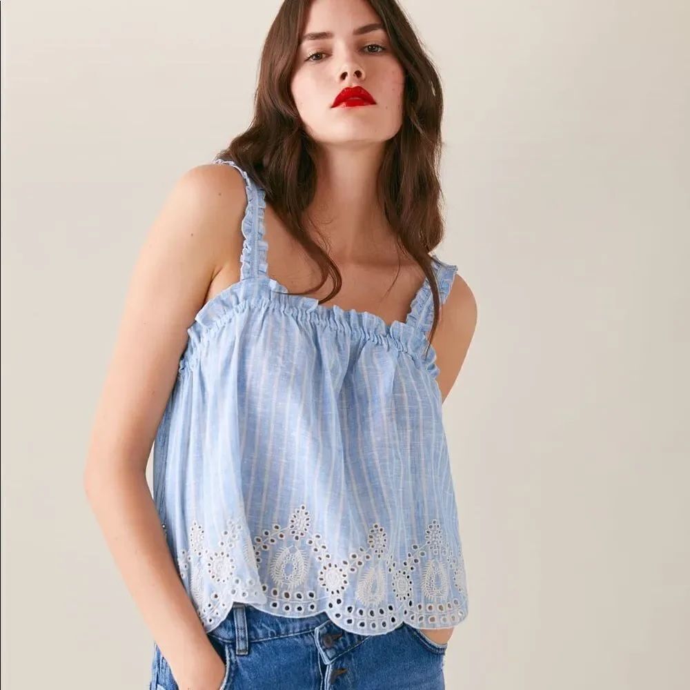 ✨ ZARA STRIPED RUFFLED TOP✨
